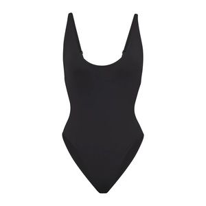 SKIMS SIGNATURE SWIM SCOOP NECK ONE PIECE- color ONYX- size L- worn once